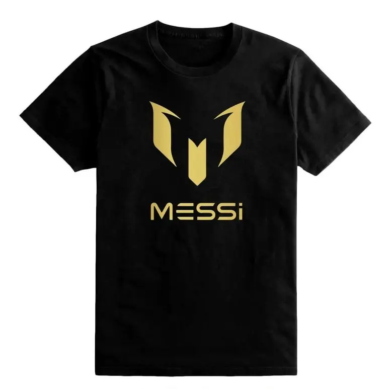 New Messi Gold Print T-shirt Kids Football Soccer Unisex Gift