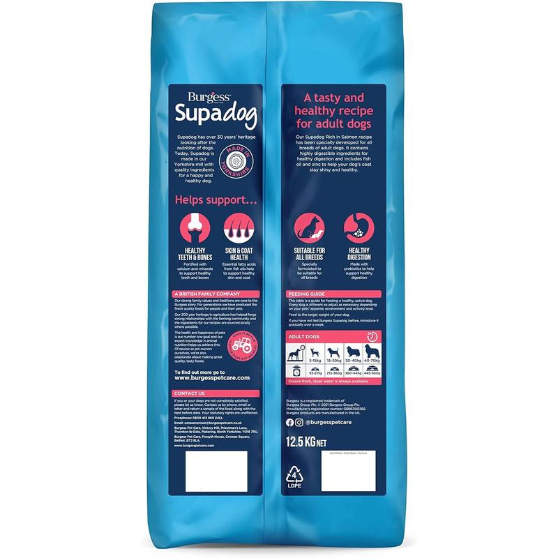 Burgess Supadog Rich in Salmon dry dog food,12.5 kg (Pack of 1) 1
